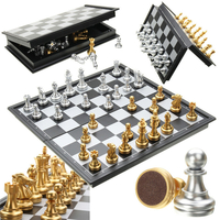 Jeu déchecs pièces dor en argent pliant ensemble contemporain de tableau magnétique pliable