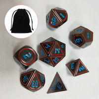 Jeu de 7 dés polyédriques en métal antique DND RPG MTG Jeu de rôle
