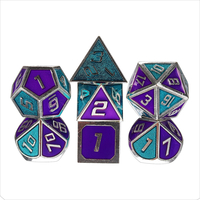 Jeu de dés polyédriques en métal 7 pièces jeu de rôle D & D donjons et Dragons dés jeux de Table de fête avec sac de tra