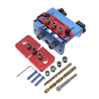 Jeu de guides de foret pour bois 3 en 1 Ensemble poinçonneuse à trous Dowelling Jig Self Tighten Clamp Dowel Tenon Poinç