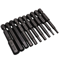 Jeu de tournevis Drillpro 10pcs 50mm S2 Foret de tournevis à tête hexagonale en acier noir