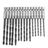 Jeu de forets hélico daux HSS de 15pcs 3-5mm Jeu de forets en acier haute vitesse de 1/4 po