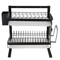 JIEXIN Égouttoir à vaisselle 2 niveaux Étagère de rangement Support de lavage de cuisine