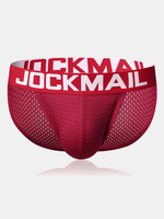 Jockmail Mens Mesh Breathable Pouch Brief Printing Waistband High Elastic Sous-vêtement
