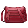JOSEKO Femmes Cuir Artificiel Vintage Soft Litchi Motif Sac À Bandoulière Grande Capacité Multi-poches Épaule Messenger