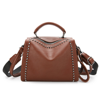 JOSEKO Femmes Faux Cuir Rivets Couleur Unie Lady Sac À Bandoulière Bandoulière Fourre-Tout Sac À Main