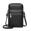 JOSEKO hommes en cuir artificiel couleur unie fermeture éclair sac de téléphone portable sac à bandoulière multi-compart