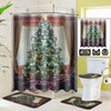 Joyeux noël arbre rideau de douche coussin de bain piédestal tapis couvercle couverture de toilette tapis pour salle de