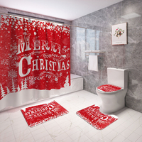 Joyeux noël imperméable salle de bain rideau de douche anti-moisissure tapis de couverture de toilette tapis antidérapan