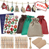 JOYXEON 87 pièces calendriers de lavent suspendus de noël compte à rebours cordon sacs-cadeaux bonbons pochettes à