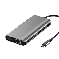 JULI 310C 8 en 1 USB 3.1 Type C HUB de données avec 2 * USB 3.0 4K HD VGA RJ45 Station daccueil pour lecteur de car