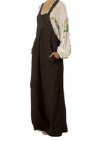 Jumpsuit Casual Femmes Loose Taille Haute Pure Color Pockets