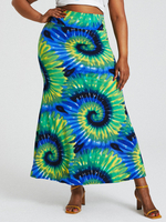 Jupe longue moulante moulante taille haute à imprimé tie-dye bohème