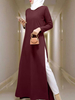 Kaftan Tunique Robe de loisirs unie Côté jupe fendue pour femme