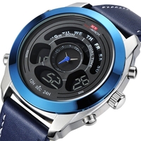 KAT-WACH 731 Mode Sport Hommes Montre Numérique Date Date Mois Affichage Chronographe Bracelet En Cuir LED Double Affich