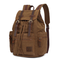 KAUKKO Canvas Genuine Leather Outdoor Big Capacité Sacs à dos Sac à dos