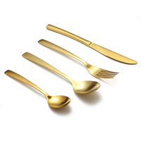 KC-FL80 Couverts En Acier Inoxydable Or Jaune Vaisselle Couverts Fourchette Couteau Cuillère Vaisselle Ensemble