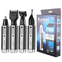 Kemei 4-in-1 Nose Ear Hair Trimmer with High-Quality Stainless Steel Blades Washable and Replaceable Trimming Head Compa