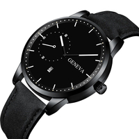 Khorasan Fashion Casual avec cadran de calendrier en cuir PU Bande bracelet de montre à quartz pour hommes