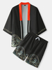 Kimono deux pièces à motif de vagues Ukiyoe pour hommes