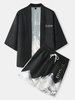 Kimono homme grue et montagne paysage imprimé poche deux pièces tenues