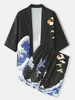 Kimono hommes vagues et casquette motif japonais taille élastique deux pièces tenues