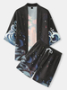 Kimono japonais avec fleurs de cerisier et koi pour hommes