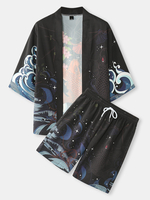 Kimono japonais avec fleurs de cerisier et koi pour hommes
