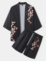 Kimono ouvert sur le devant à imprimé floral pour hommes