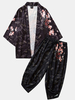 Kimono pour hommes de style ethnique Loong Gragon Print taille élastique deux pièces tenues