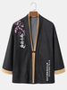 Kimonos à manches 3/4 imprimé lettre florale pour homme