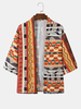 Kimonos à manches 3/4 ouverts à lavant avec imprimé vectoriel ethnique pour hommes