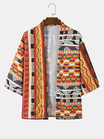 Kimonos à manches 3/4 ouverts à lavant avec imprimé vectoriel ethnique pour hommes