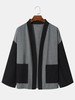 Kimonos à manches longues rayé à double poche pour homme