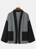 Kimonos à manches longues rayé à double poche pour homme