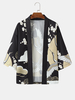 Kimonos de luxe ouvert à lavant avec grue et imprimé floral pour homme
