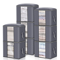 KING DO WAY 8 Packs 90L Large StorageBags Clothes Storage Bins Foldable Closet Organizers Storage Containers with Dura