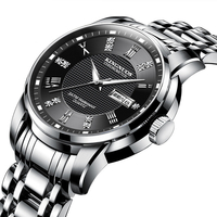 KINGNUOS K-1683 Mode Hommes Montre Date Date Affichage Bracelet En Acier Inoxydable Business Quartz Montre