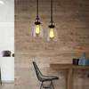 KINGSO 110V E26/E27 Suspension industrielle vintage en forme de cloche avec abat-jour en verre sans ampoule