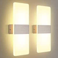 KINGSO 2 Pack Applique Led Applique Murale Intérieur 12 W Blanc Chaud 3000 K AC 230 V Lampe Murale en Acrylique Design M