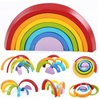 KINGSO En Bois Arc-En-Ciel Jouets 7 Pcs Arc-En-Empileur Éducatifs Apprentissage Jouet Puzzles Colorful Blocs de Construc