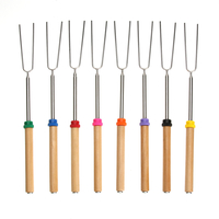 KingSo BBQ Roasting Sticks Extensible Design Manche en bois Smores Kit pour Fire Pit Sticks pour Fire Pit