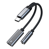 Kinmax 2 in1 Type-C à Type-C 3.5mm Adaptateur AUX Câble adaptateur de casque HIFI PD 60W Charge rapide TA2B-R