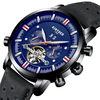 KINYUED JYD-J019 Style de mode Bracelet en cuir respirant Montre automatique pour hommes daffaires mécanique