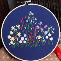 Kit de broderie pour débutant motif fleur au point de croix couture sans cerceau