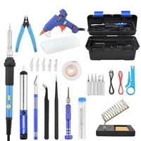 Kit de fer à souder électrique Toolour 60W interrupteur 110V / 220V température réglable avec boîte à outils