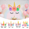 Kit de fleurs en papier licorne bricolage avec oreilles de corne scintillantes cils décor de chambre fournitures de fête