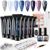 Kit de gel dextension dongles 8 couleurs avec 12 pcs strass et 100 pcs doubles formes damélioration des o
