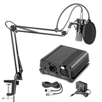 Kit de microphone à condensateur audio vert GAM-800 pour lenregistrement de karaoké avec alimentation Phantom