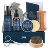 Kit de toilettage de barbe pour hommes 8 en 1 Ensemble de soins pour améliorer la croissance des cheveux de barbier avec